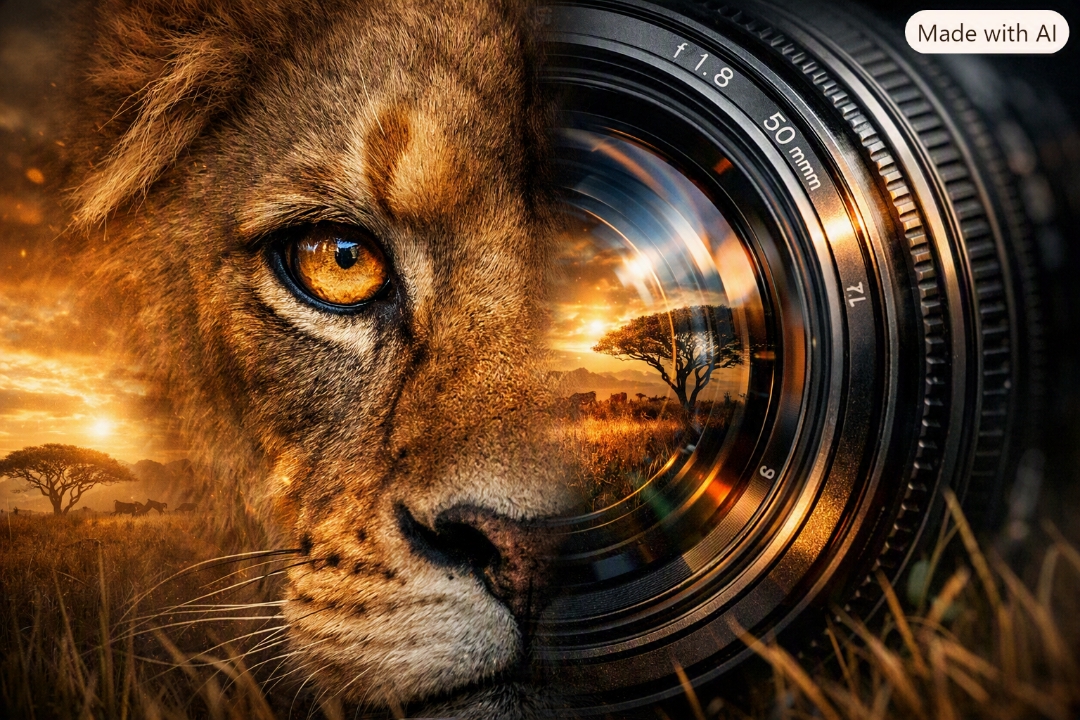 The Lion’s Eyes as a Camera Lens